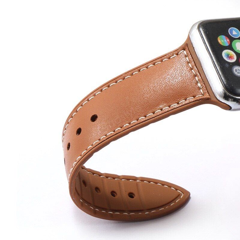 Genuine Leather With Silicone Strap Band For Apple Watch 42 44mm (1)