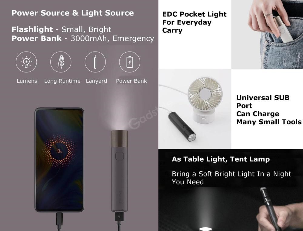 Xiaomi Solove X3 Usb Flashlight 3000mah Power Bank Black (4)