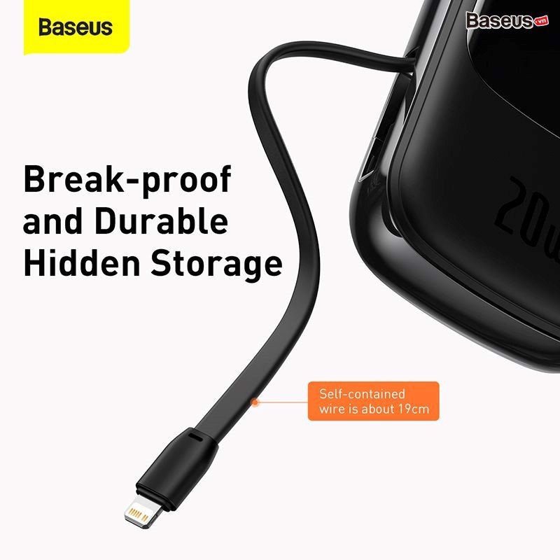 Baseus Qpow Digital Display Quick Charging Power Bank 20000mah 20w With Ip Cable (4)