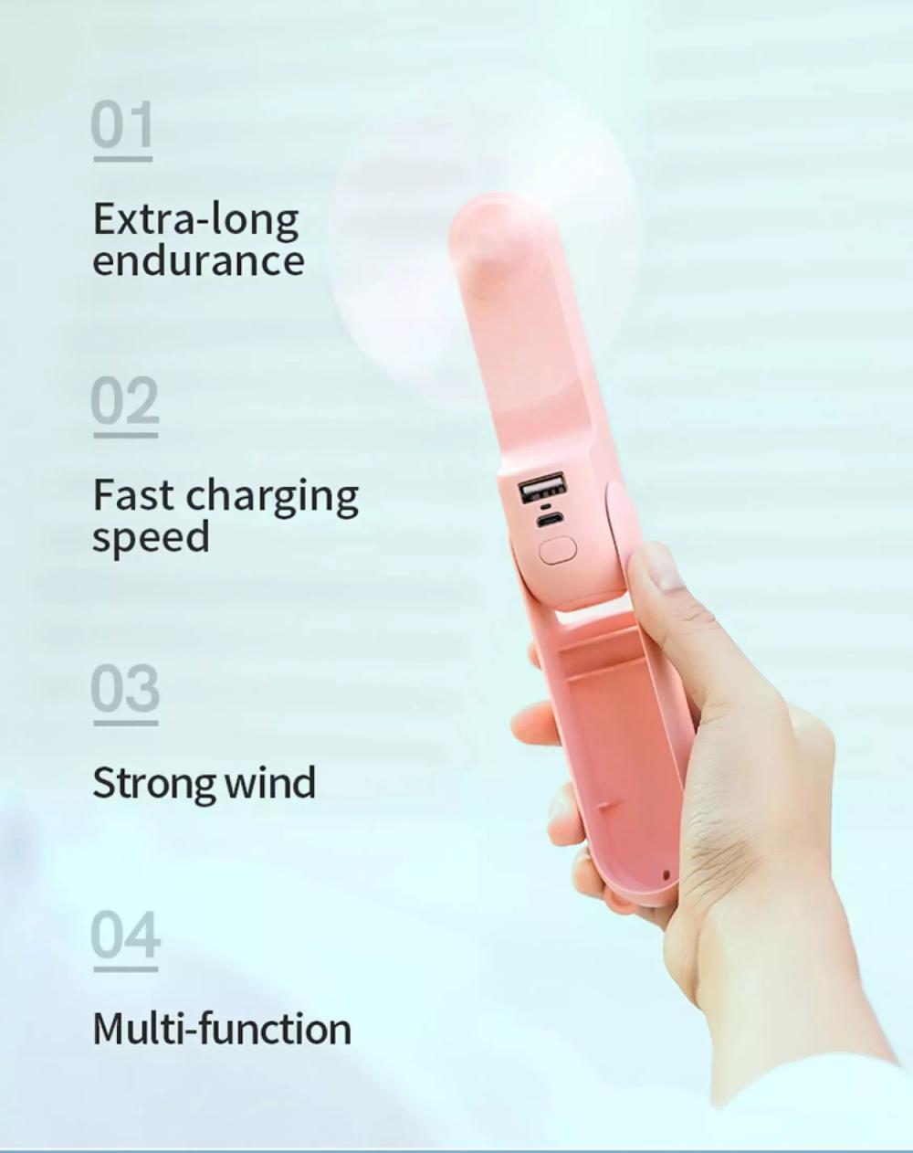 Jisulife F8x Mini Fan Portable Fan 4800mah Rechargeable Fan With Power Bank And Flash ( (3)