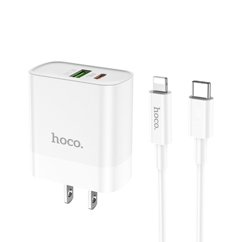 Hoco C80 Fast Charger 18w Dual Port Charger With Type C To Type C Data Cable (1)