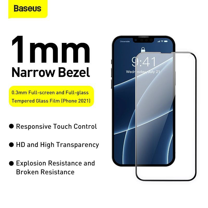 Baseus 2pcs 0 3mm Full Screen Full Glass Tempered Glass Film For Iphone 13 13 Pro 13 Pro Max (3)