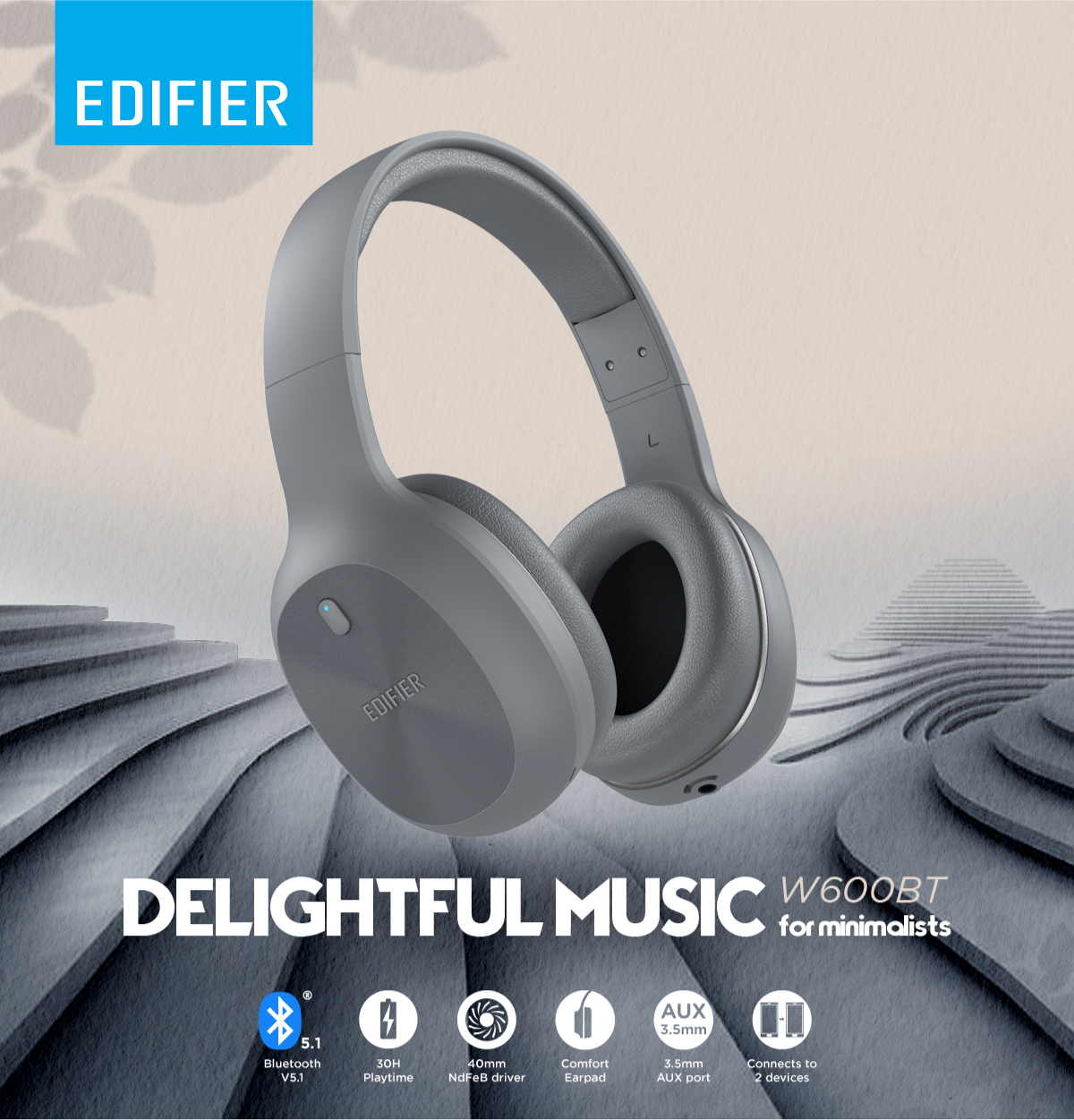 Edifier W600bt Bluetooth Stereo Headphones (1)
