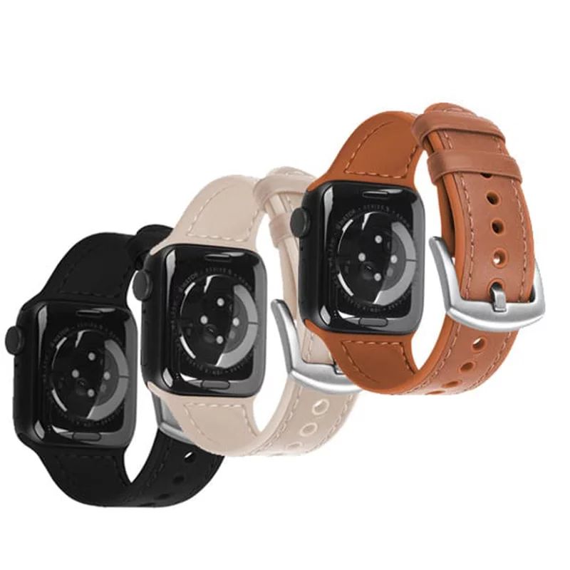 Coteetci Leather X Silicone Watchband For Apple Watch 42 44mm (2)