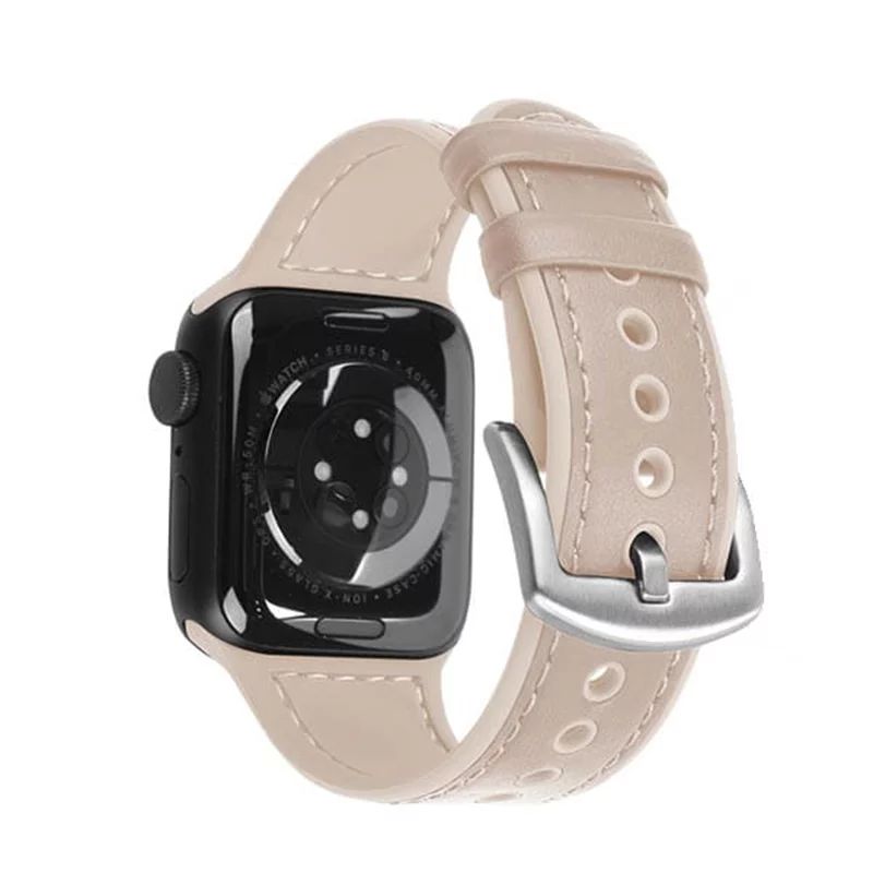 Coteetci Leather X Silicone Watchband For Apple Watch 42 44mm (4)