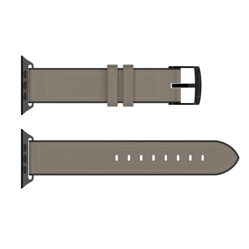 Switcheasy Hybrid Silicone Leather Watch Band For Apple Watch 42 44 45mm Stone Gray (1)