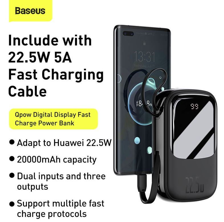 Baseus Qpow Digital Display Quick Charging Power Bank 20000mah 22 5w With Type C Cable (2)