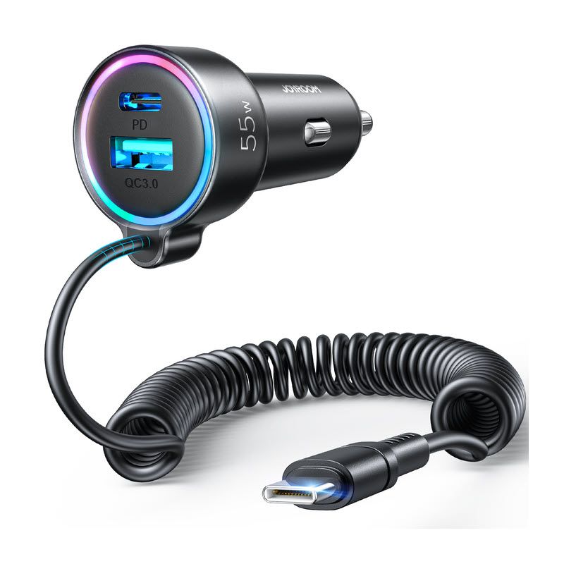 Joyroom Jr Cl07 55w 3 In 1 Wired Car Charger Type C (1)