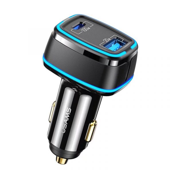 Usams Us Cc142 C24 120w Dual Usb Port Car Charger Quick Charging Adapter (1)