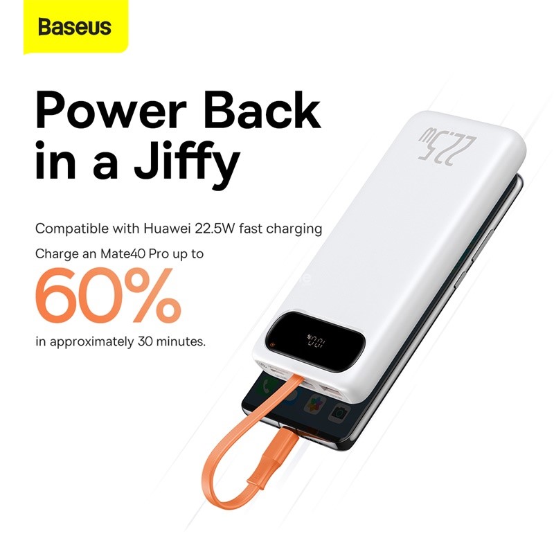 Baseus Power Bank Digital Display Quick Charge10000mah 22 5w With Built In Type C Lightning Cable (2)