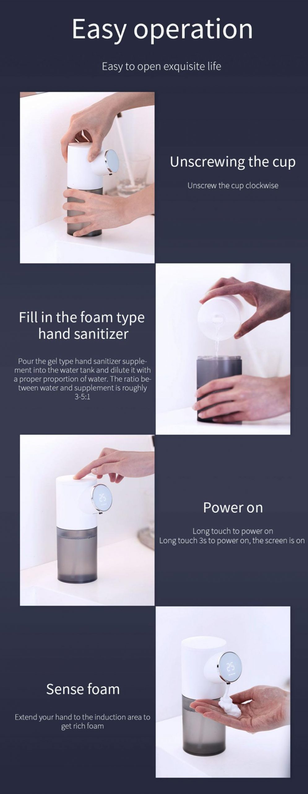 Xiaomi Soap Dispenser Automatic Usb Rechargeable With Digital Display 320ml (2)