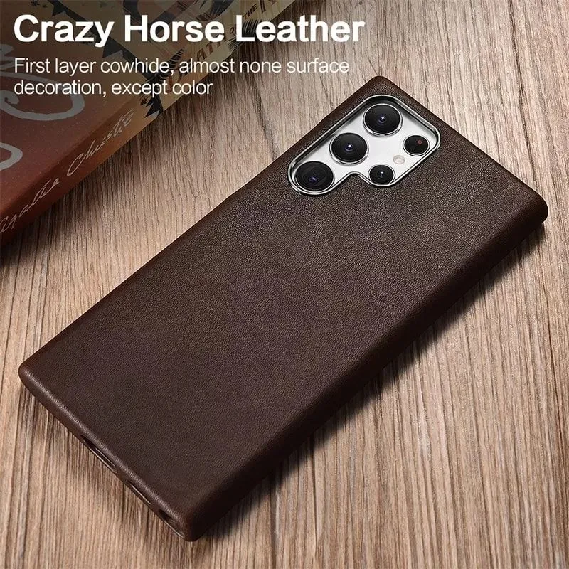 Icarer Crazy Horse Leather Genuine Case For Samsung Galaxy S22 Ultra (2)