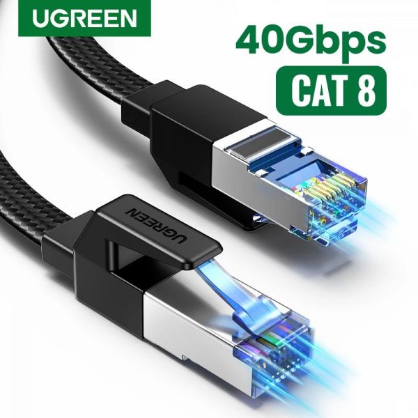 Ugreen Ethernet Cable Cat8 40gbps 2000mhz Cat 8 Networking Nylon Braided Internet Lan Cord For Laptops Ps 4 Router Rj45 (1)