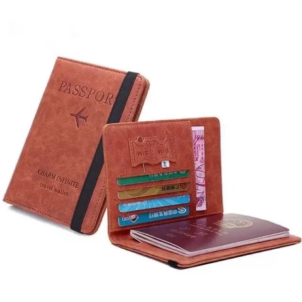 Charm Rfid Vintage Multi Function Pu Leather Passport Covers Holder Wallet Case (2)