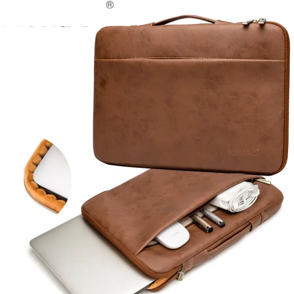 Kinmac Shockproof Cushion Design Premium Pu Leather Briefcase Sleeve 13 3 14 Inch