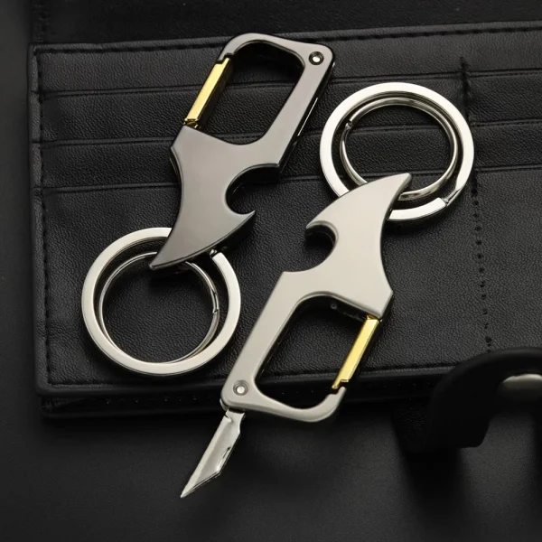 Mini Foldable Multi Functional Bottle Opener Knife Keychain Ring (1)