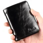 Official Dante Mens Genuine Leather Rfid Blocking Vertical Wallet Business Card Holder Anti Theft