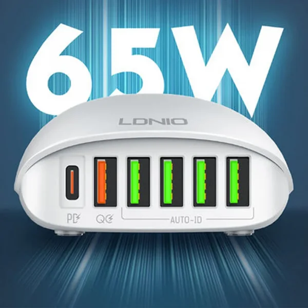 Ldnio A6573c 65w Usb Super Fast Charging 6 Port Usb Charger (3)