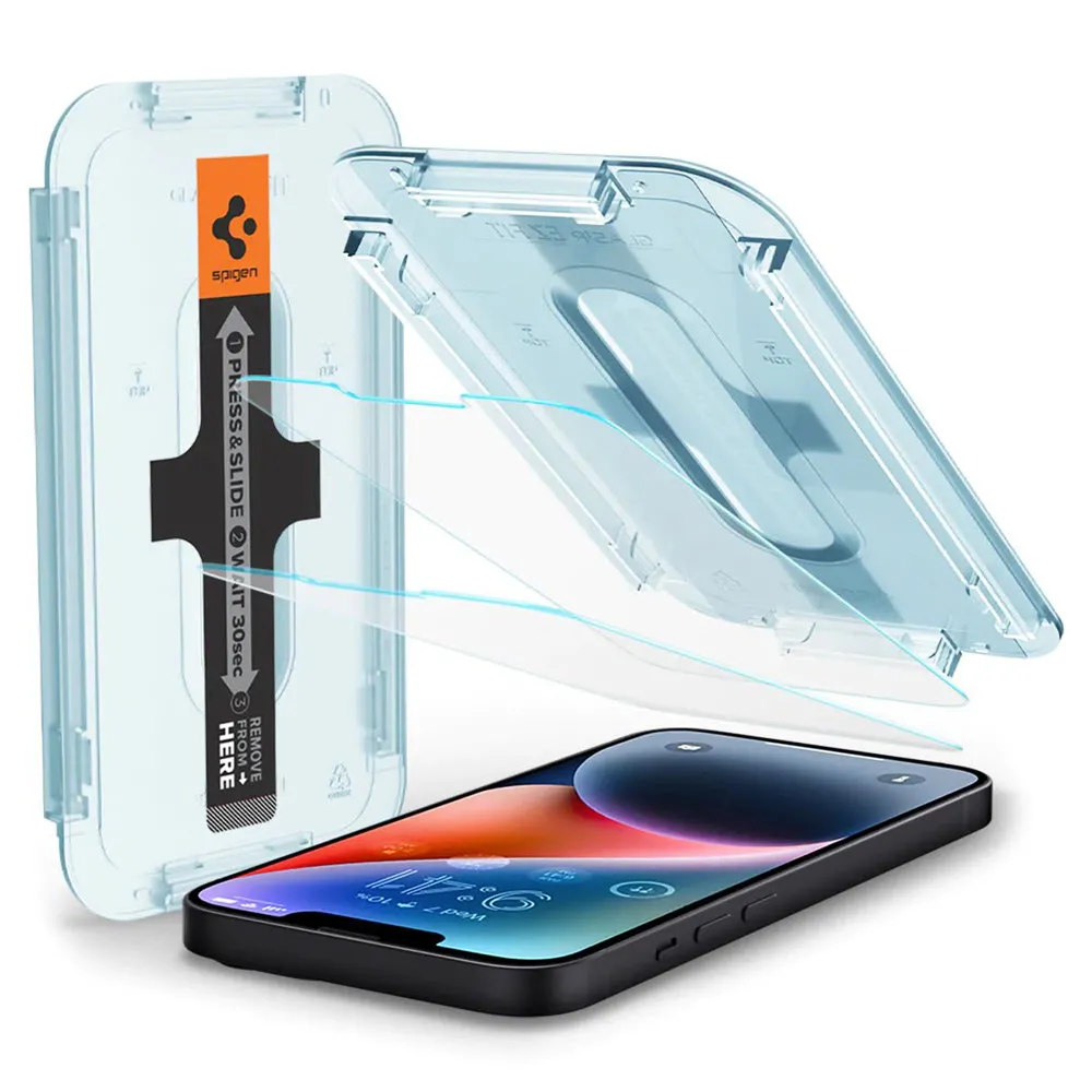 Spigen Tempered Glass Screen Protector Ez Fit For Iphone 14 Plus 2pcs (4)