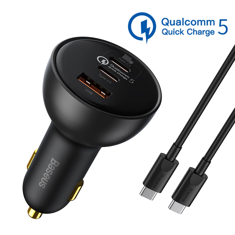 Baseus 160w Car Charger Qualcomm Quick Charge 2cu With 100w Type C Cable (1)