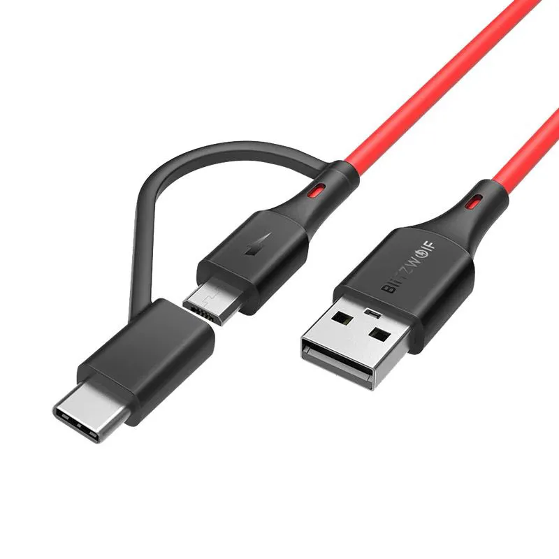 Blitzwolf Bw Mt3 3a Fast Charging Data Cable 2in1 Type C Micro Usb (1)