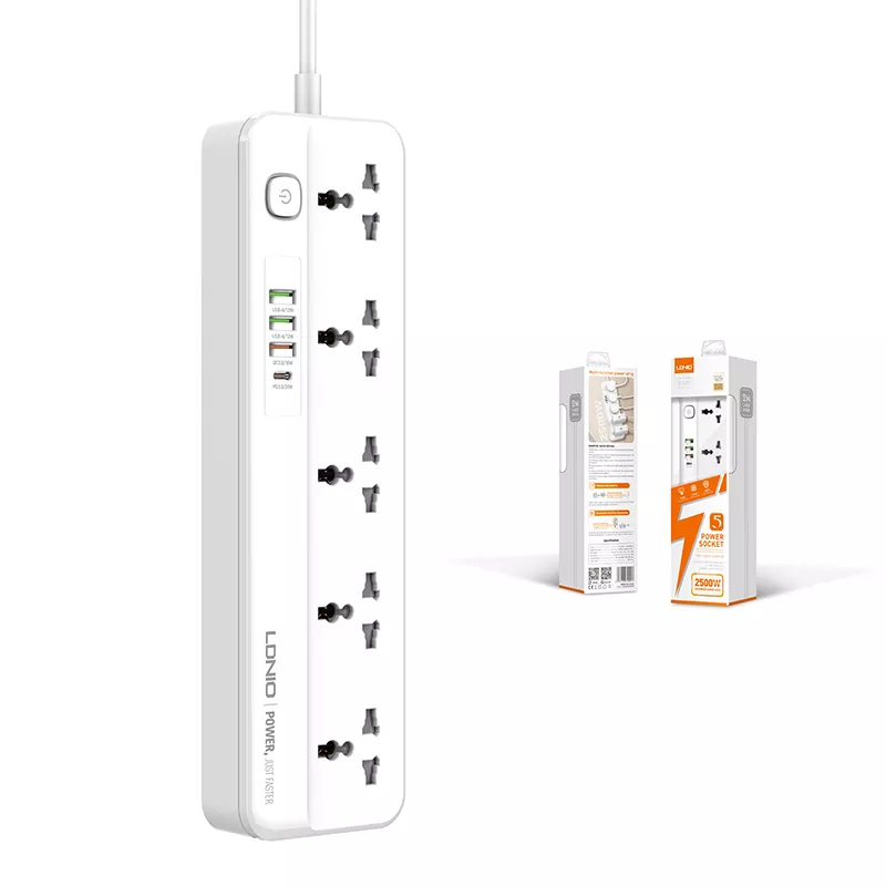 Ldnio Sc5415 Power Strips 5 Way Outlet With Usb Ports Universal Extension Power Socket (1)