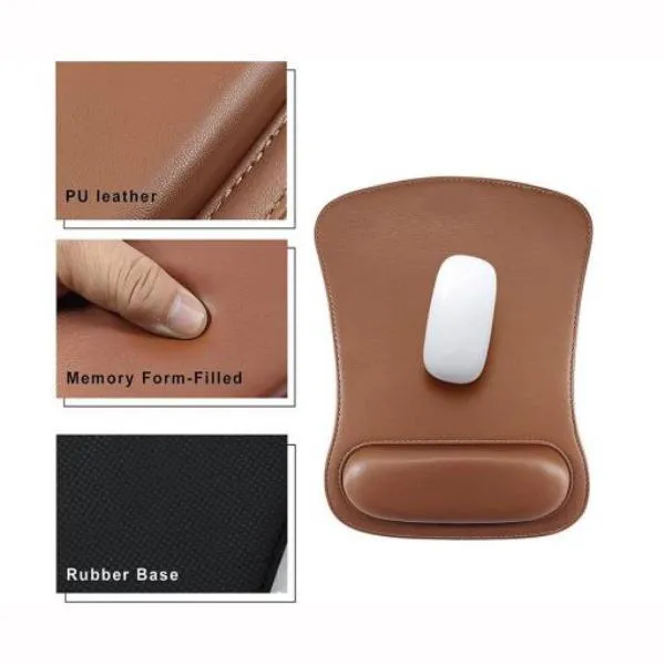 Non Slip Pu Leather Mouse Pad With Wrist Rest Support (1)