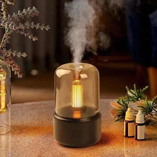 Retro Flame Air Humidifier Ultrasonic Usb Aroma Diffuser With Imitation Candle Night Light (5)