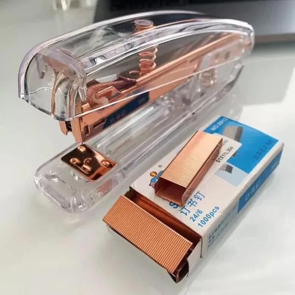 Delvtch Transparent Stapler Office Accessories With 1000pcs Metal Staples (1)