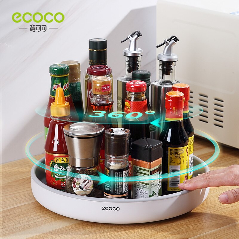 Ecoco 360 Rotating Round Spice Storage Rack Tray Kitchen Jar Storage (1)