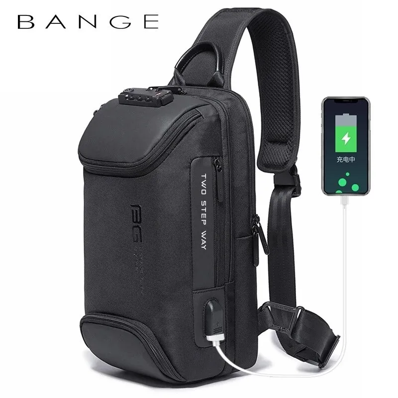 Bange Bg 7082 Anti Theft Tsa Lock Crossbody Bag Waterproof Chest Pack With External Usb Port (4)