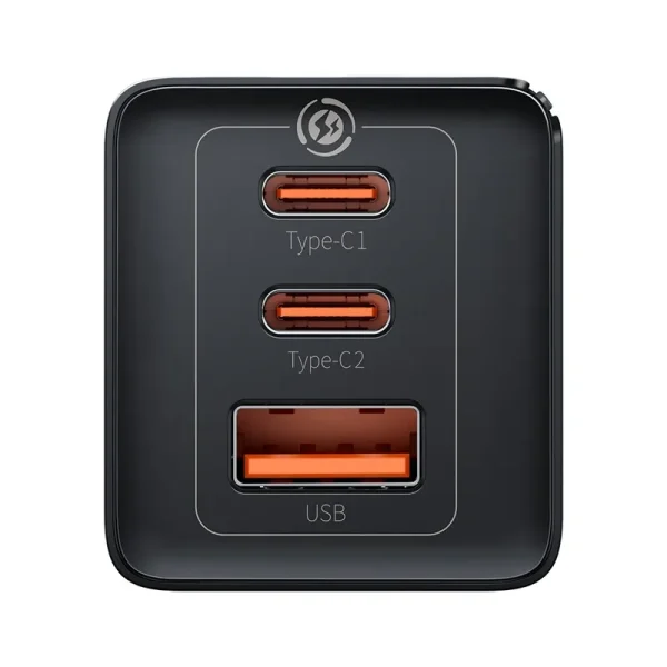 Baseus Gan5 Pro 65w Fast Charger 2x Type C 1x Usb Port Cn For Macbook Laptop Phone (5)