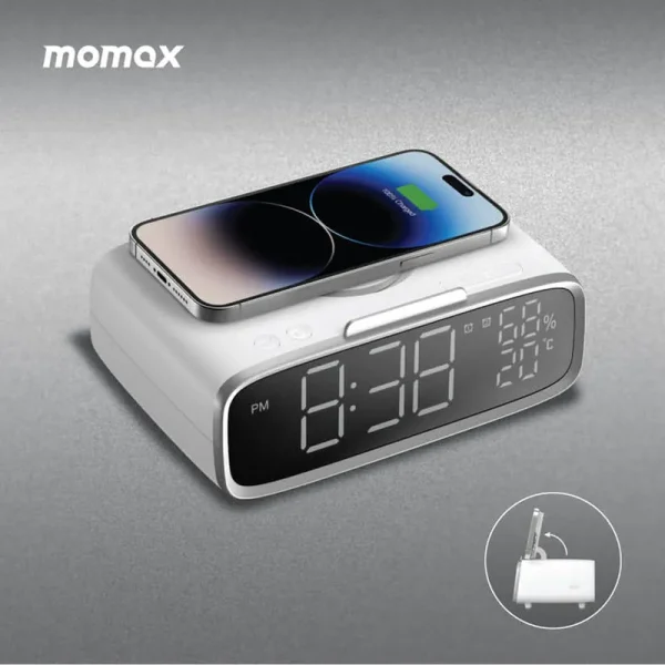 Momax Q Clock5 Digital Clock With Wireless Charging For Iphone Android Qc5 (1)