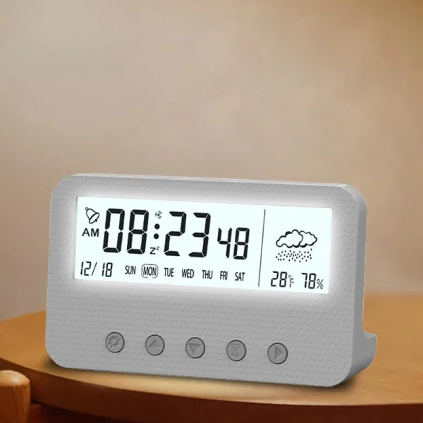 Lcd Alarm Clock Desk Temperature Humidity Calendar Display For Home Bedroom Office (1)
