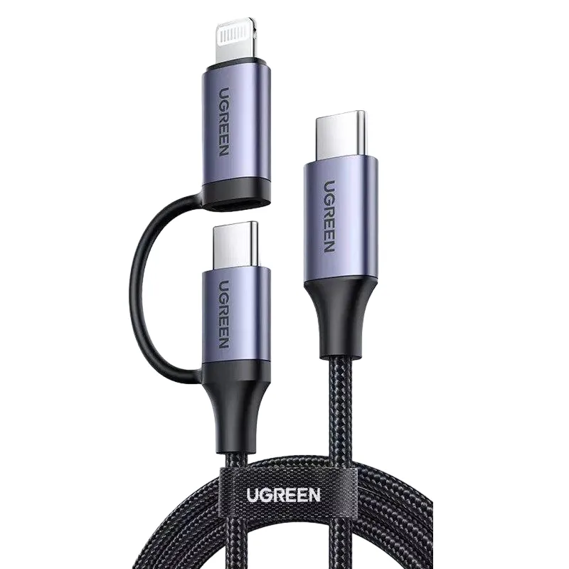 Ugreen 2in1 Type C To Lightning 100w 20w Cable For Iphone Laptop Macbook 60329 (4)