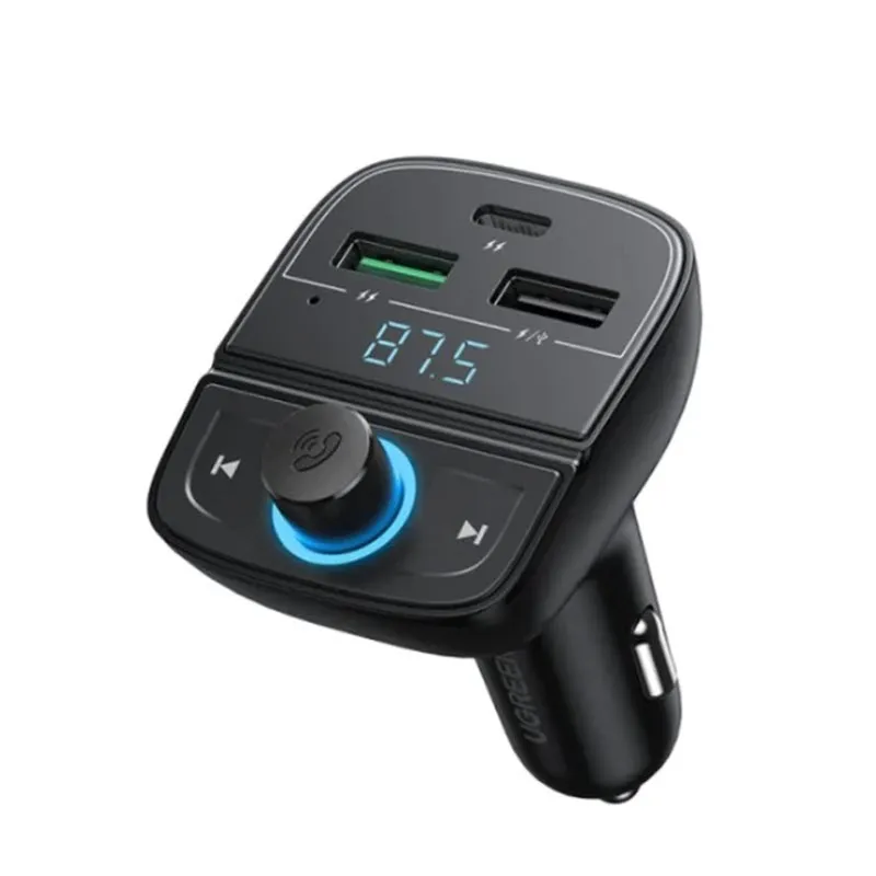 Ugreen Car Charger With Fm Modulator Pd 2x Usb 1x Type C Bluetooth Qc 3 0 Car Charger 80910 Cd229 (1)