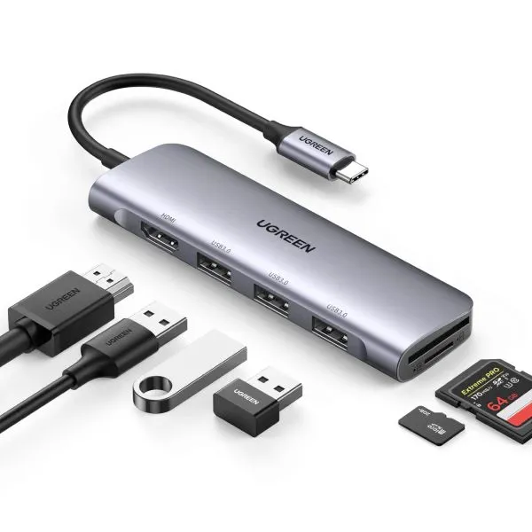 Ugreen Cm195 6 In 1 Usb C Hub With Pd Power Supply (2)