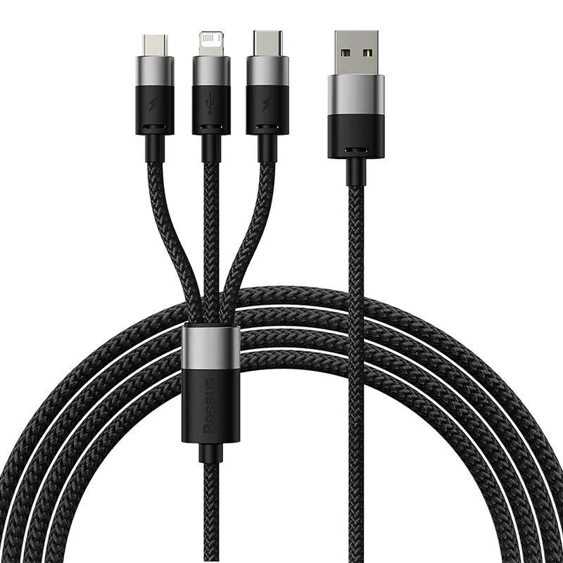 Baseus Cable Starspeed 3in1 Fast Charging Data Cable Usb To Micro Type C Lightning 3 5a (4)