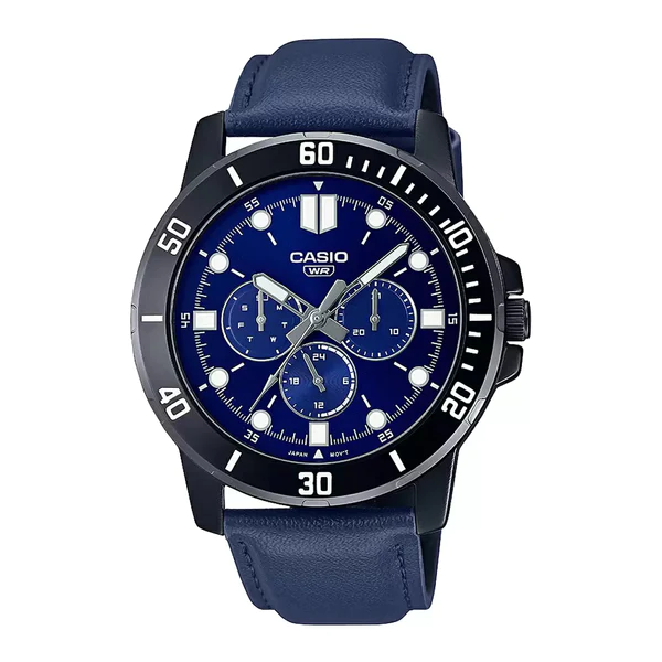 Casio Enticer Mtp Vd300bl 2eudf Analog Blue Leather Belt Mens Watch (1)