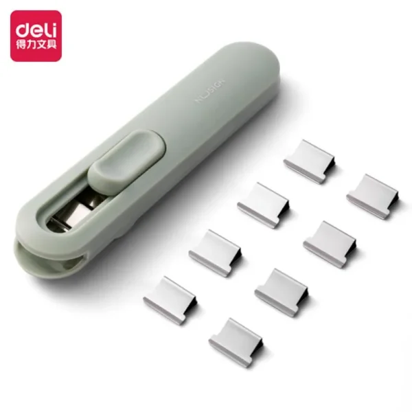 Deli Paper Clip Dispenser Stapler With 50pcs Metal Refill Clips File Document Clamp Bin (3)