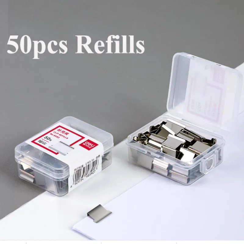 Deli Paper Clip Dispenser Stapler With 50pcs Metal Refill Clips File Document Clamp Bindin (1)