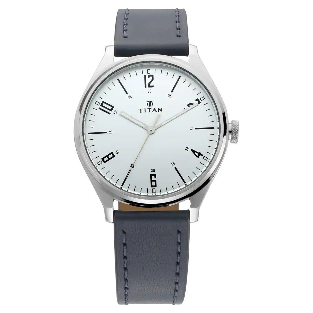 Titan 1802sl02 Workwear Silver Dial Blue Leather Strap Mens Watch (1)
