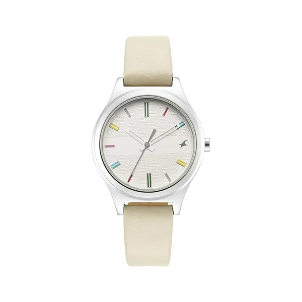 Fastrack Nr6152sl06 Stunners White Dial Grey Leather Strap Womens Watch (4)