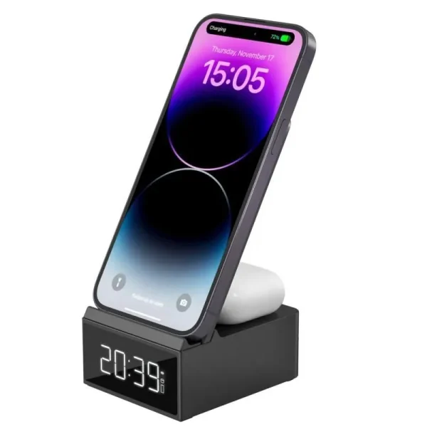 Wiwu Wi W011 Platinum 15w 3 In 1 Wireless Charger With Clock (1)