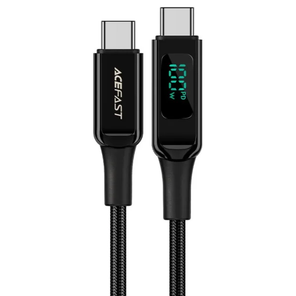 Acefast C6 03 Usb C To Usb C 100w Braided Charging Data Cable With Digital Display Black Result