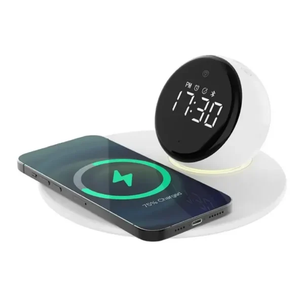 Wiwu Wi W017 5 In1 Wireless Charging Clock Bluetooth Speaker Night Light (2)