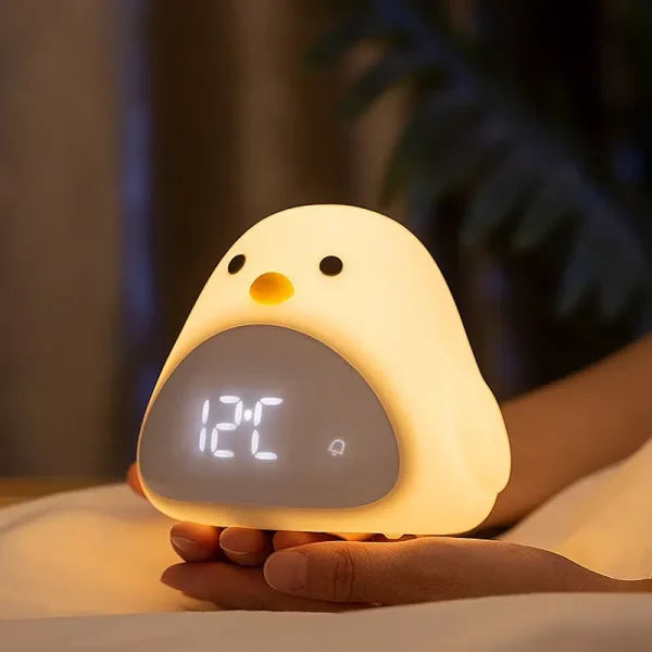 Creative Night Light Bird Pattern Mini Led Touch Alarm Clock With Usb For Bedroom (1)