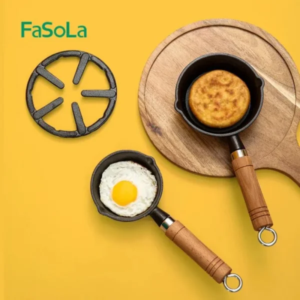 Fasola Mini Cast Iron Skillet Fry Pan Egg Pan With Removable Handle Mini Frying Pan (2)