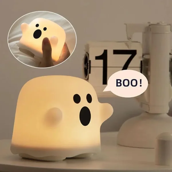 Halloween Decoration Silicone Dimmable Bedside Ghost Lamp (1)