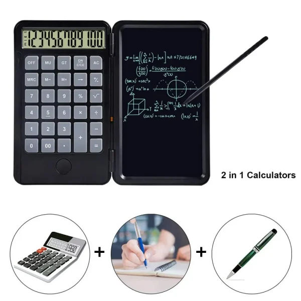 Rechargeable Calculator With 6 5 Inch Lcd Notepad Pen (5)